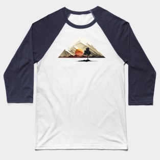 Landscape with mountains sun and tree Baseball T-Shirt